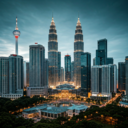 Kuala Lumpur skyline featuring the Petronas Twin Towers and KL Tower